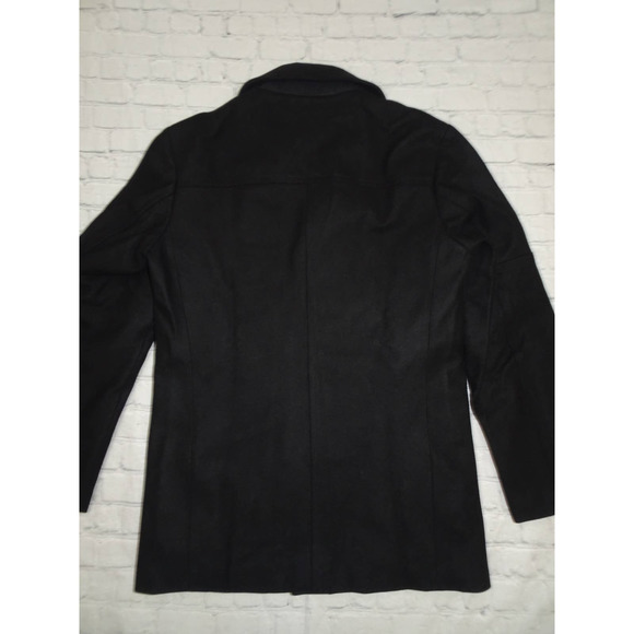 Cole Haan Melton Men's Black Wool Pea Coat with Scarf S - Picture 9 of 10
